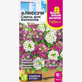 Алиссум Смесь для балконов/Семена Алтая/цп 0,05 гр. Ваш яркий балкон (2029 / 4058)