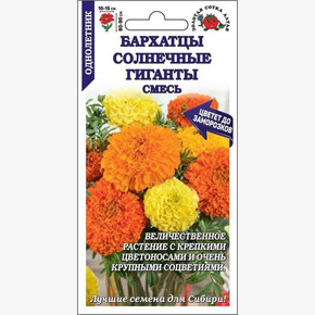 Бархатцы Солнечные Гиганты смесь /Сотка/ 0,2г/ прям. 90см,d-15см/*1200