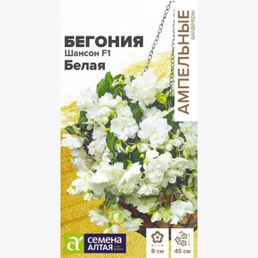 Бегония Шансон Белая ампельная клубневая/Семена Алтая/цп 5 шт. Ампельные шедевры НОВИНКА (2029 /