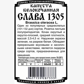 Капуста Слава 1305 (0,3 гр Б/П)/ Деметра