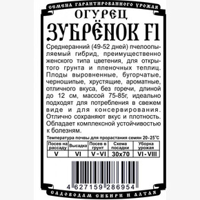 Огурец Зубренок БП/ Деметра