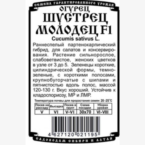Огурец Шустрец- Молодец БП/ Деметра