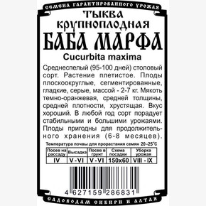 Тыква Баба Марфа 5 шт Б/П/ Деметра