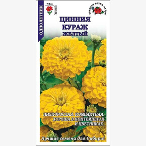 Цинния Кураж Желтый/ Сотка