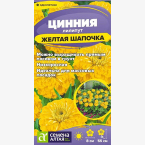 Цинния лилипут Желтая шапочка/Сем Алт/цп 0,2 гр.