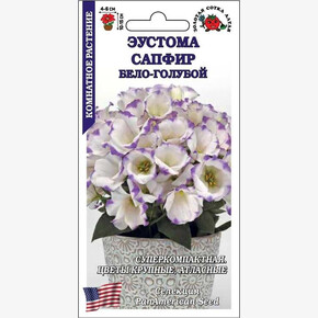 Эустома Сапфир Бело-голубой /Сотка/ 5шт/ бело-син. h-15см d-6см PanAm/*500